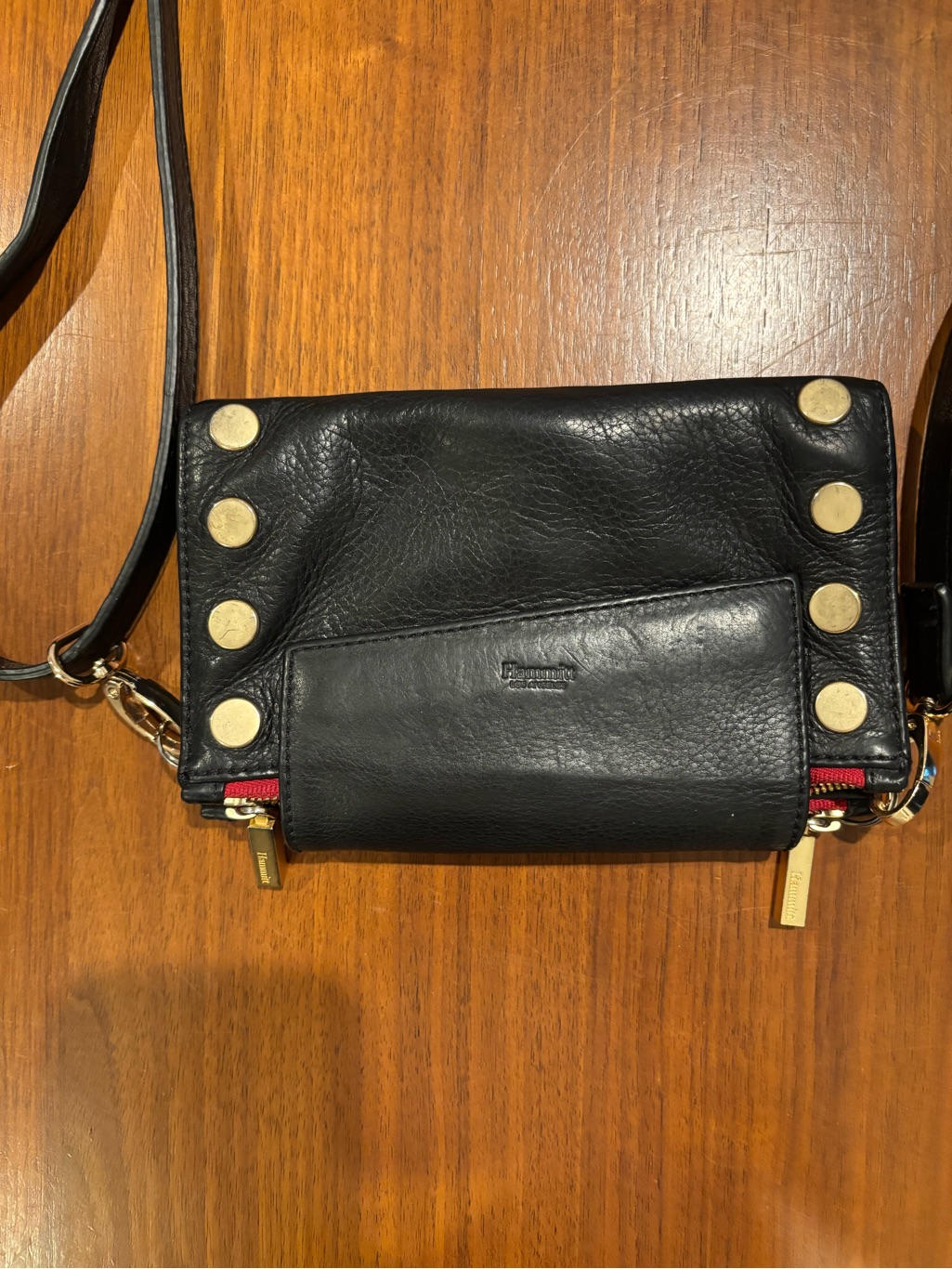 Hammitt Levy Black Leather Gold Grommet With Red Interior — image 5 of 8